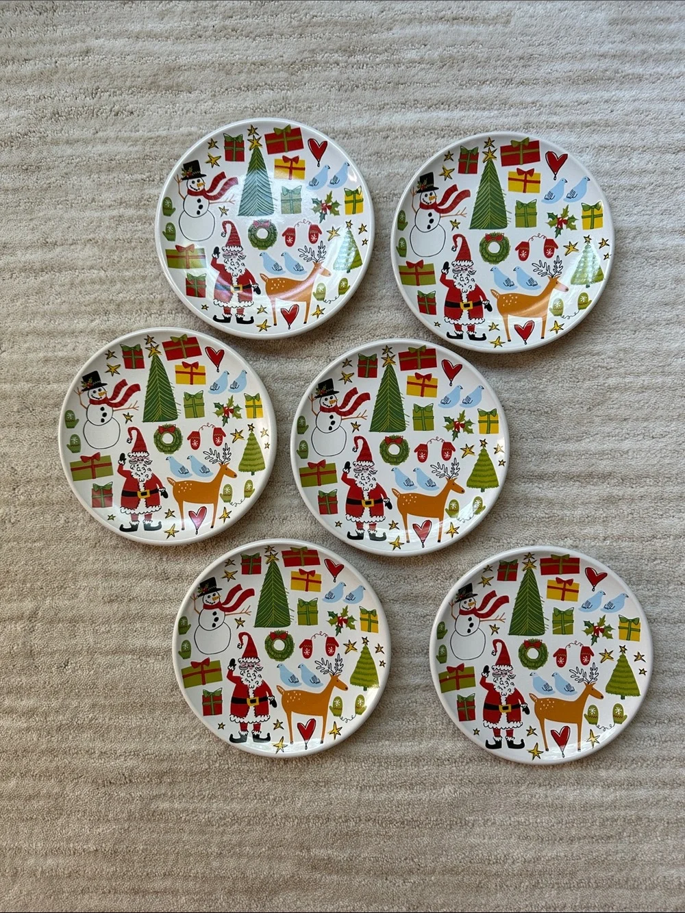 6 Room Creative Holiday Icons Christmas Appetizer Dessert Plates Multicolor 6